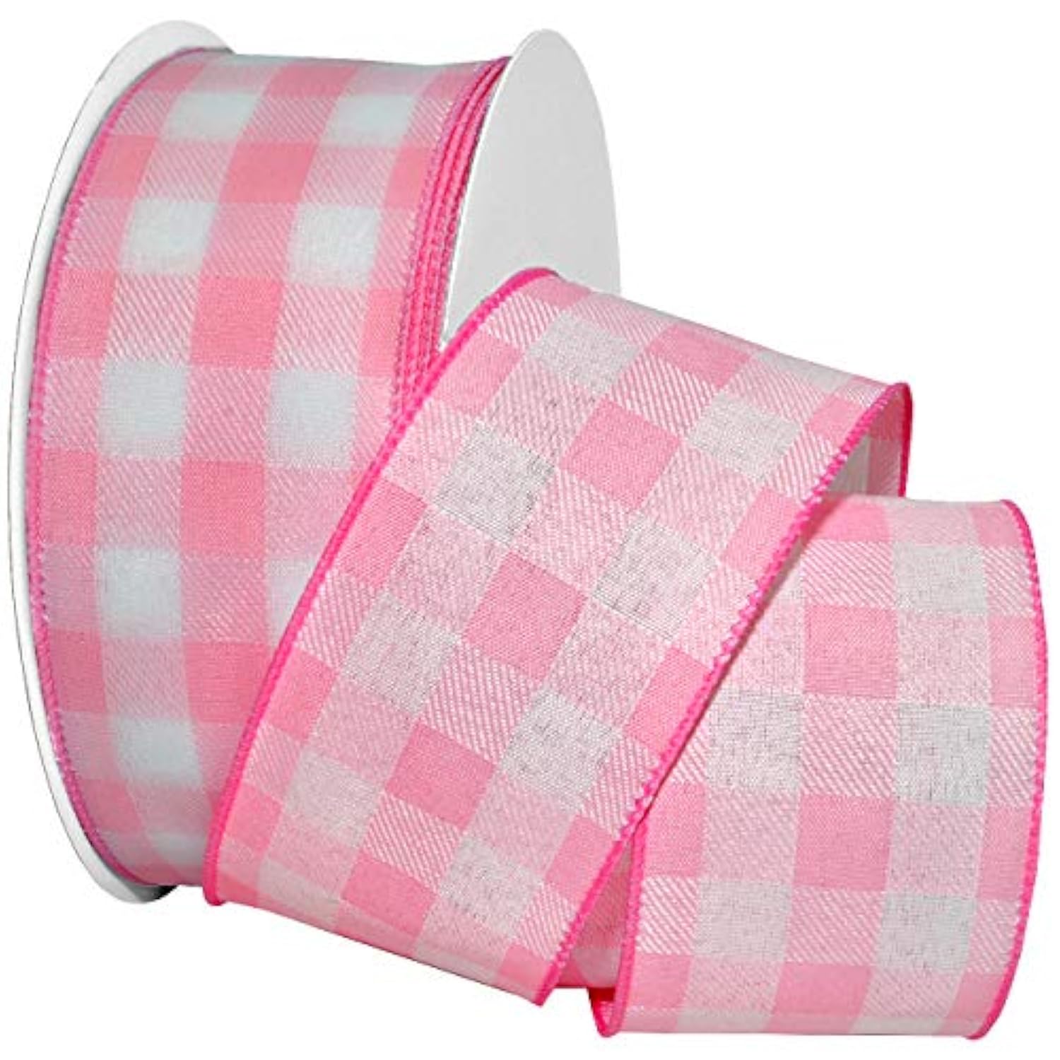 Gingham Style Ribbon, 2-1/2 Inch By 50 Yards, Light Pink