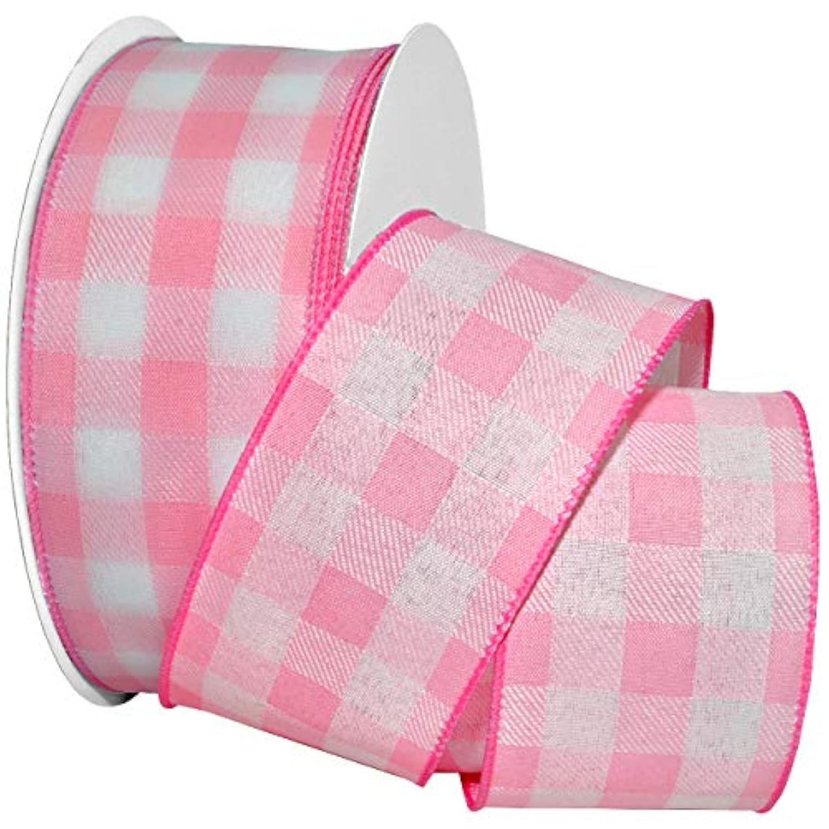 Gingham Style Ribbon, 2-1/2 Inch By 50 Yards, Light Pink