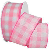 Gingham Style Ribbon, 2-1/2 Inch By 50 Yards, Light Pink