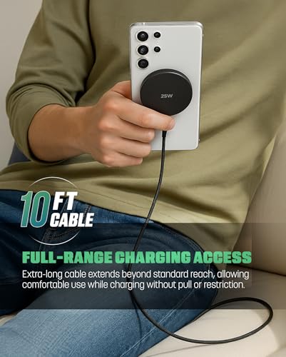 Magnetic Wireless Charger for , 25W Fast Charging Pad with 30W PPS USB-C Wall Adapter, Removable USB-C Cable, LED Charging Indicator,