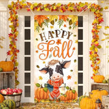 Happy Fall Door Cover Fall Party Decorations Baby Cow With Scarf Fall Festival Decorations Pumpkin Door Banner For Autumn Harvest Thanksgiving Party Supplies
