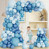 138Pcs Blue Balloon Arch Garland Kit With Different Size Metallic Maca