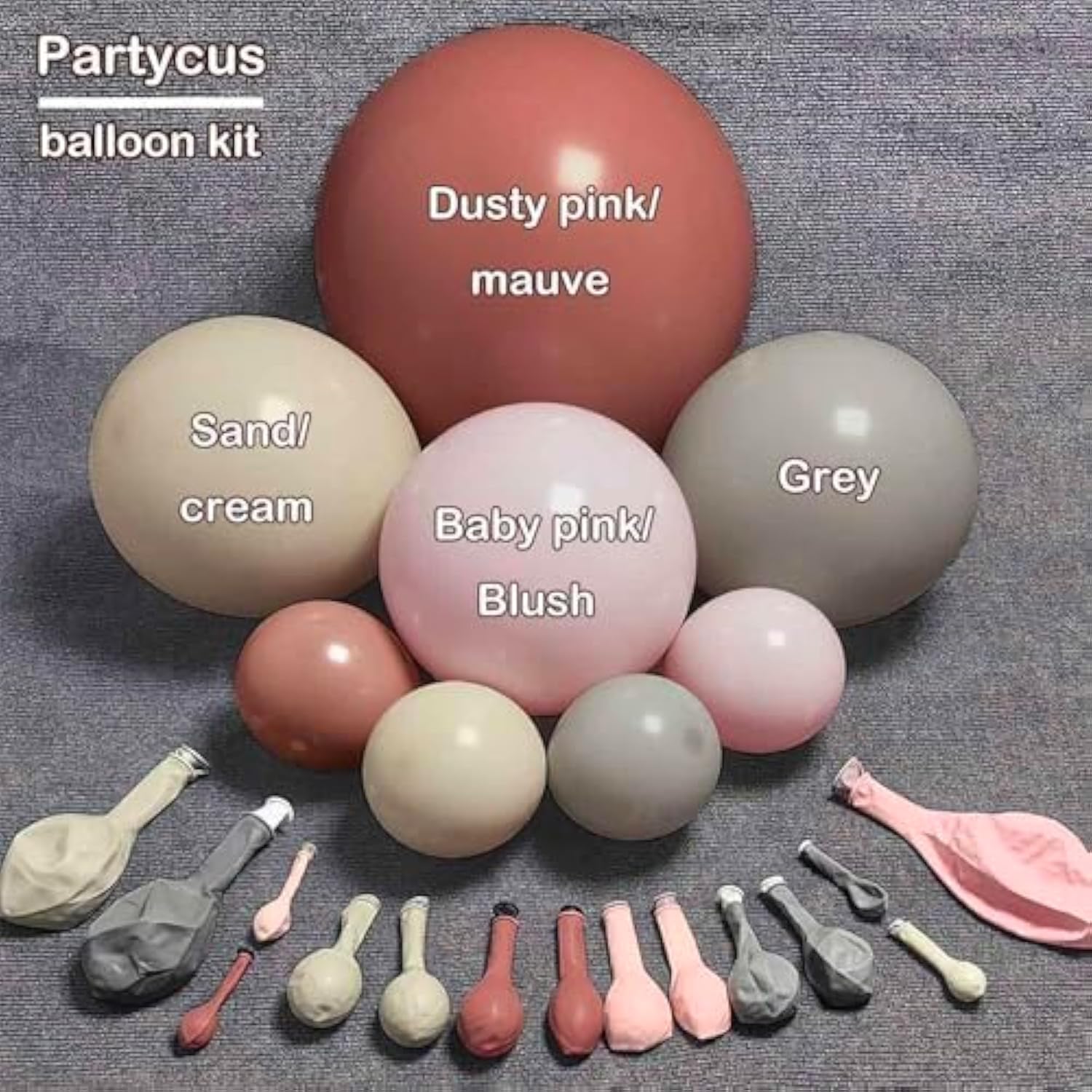 Dusty Rose Balloon Arch Kit Double Stuffed Pink Grey White for Baby Shower Party