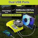 P117 Upgraded With 2 Usb Port Charger Replacement For Ryobi One+ P117 P118 P119 P135 18V Charger,Compatible With P102 P104 P105 P106 P107 P108 P109 Pbp002 Pbp005 Pbp006 Battery