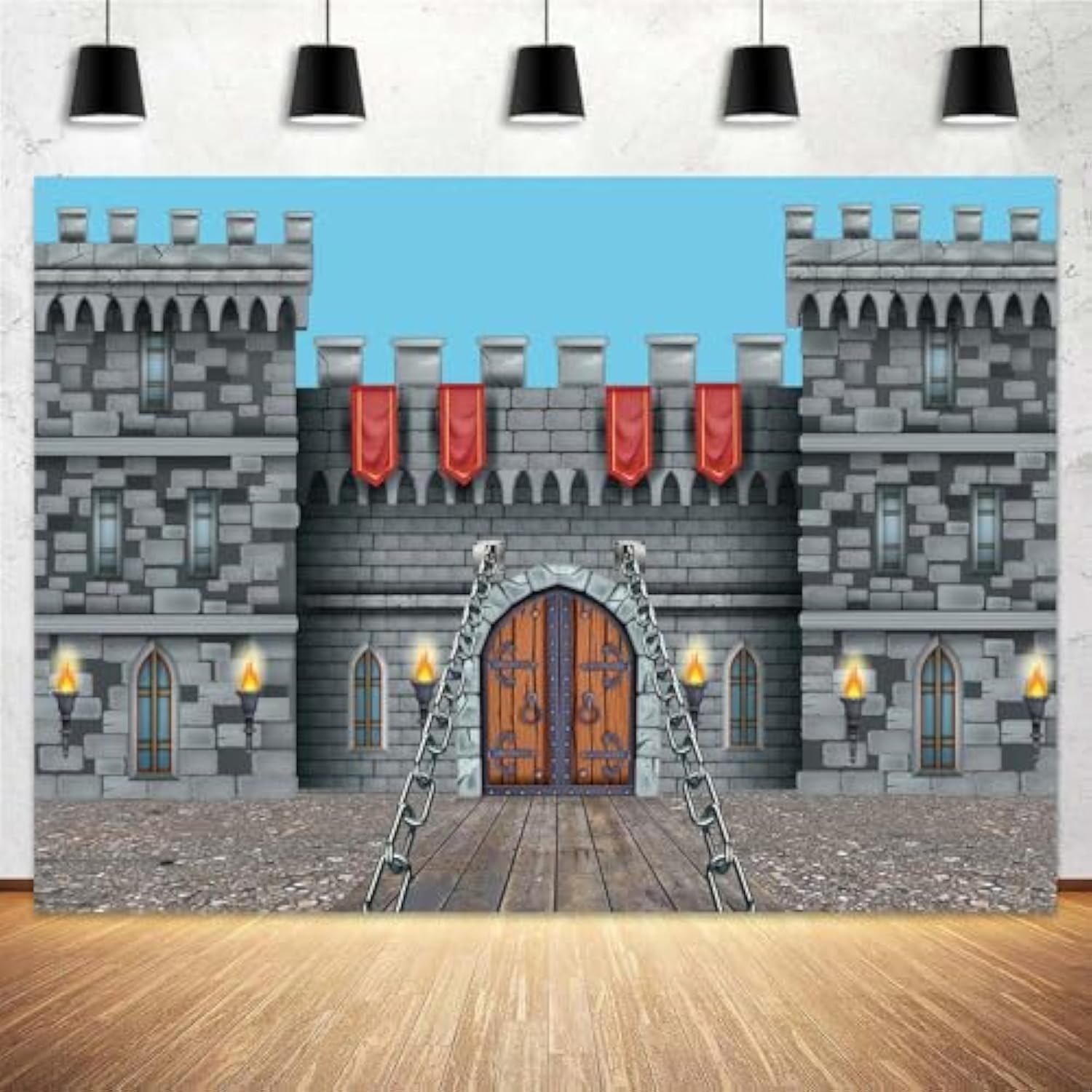 Medieval Castle Backdrop 7 X 5 Ft, Knight Castle Party Decoration Banner With Medieval Arches Entrance Door Stone Wall Background Polyester For Kids Boys Birthday Party Photo Props Supplies