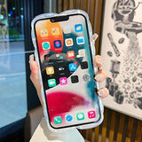 Compatible With Iphone 16 Pro Max Case 6.9",Cute Laser Gradual Bling Love Heart Glitter Clear+Translucent Card Soft Wave Frame Anti-Falling 3D Thick Shockproof Phone Cover(For 16 Pro Max 6.9")