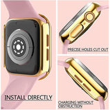 42Mm Hard Plated [2024] Case For Apple Watch Series 10 42Mm Tempered Glass Screen Protector Case, Full Coverage Ultra-Thin Shockproof Bumper Iwatch Cover (Gold, 42 Mm)