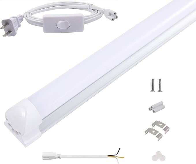 12 Inch LED Under Cabinet Light 1200LM 6000K T8 Integrated Tube Fixture with On Off Switch