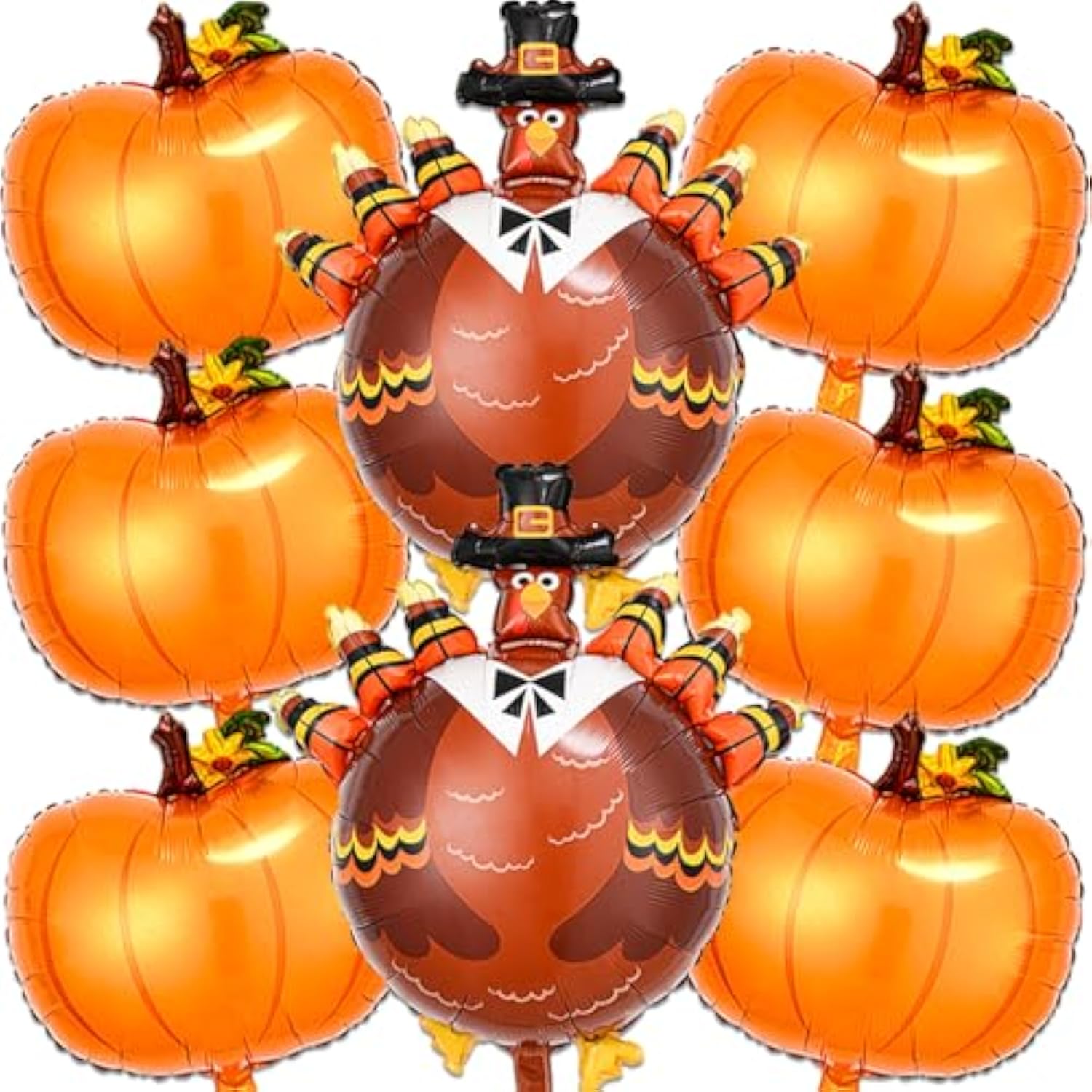 Thanksgiving Foil Balloons Set Turkey Pumpkin Brown Balloons for Fall Party Decorations