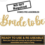 , Gold Glitter Bride To Be Banner - 10 Feet, No Diy | Gold Bride To Be Sign For Bachelorette Party Decorations | Bridal Shower Banner For Bridal Shower Decorations | Bride To Be Decorations