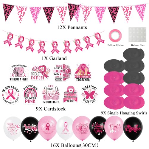 Breast Cancer Awareness Decorations, Pink Ribbon Balloons Black Pink