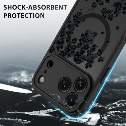 Case for iPhone 17 Pro Max 6.9 Inch (Compatible with MagSafe) Floral Flowers Design Translucent Phone Cover Soft TPU + Hard PC Anti-Scratch