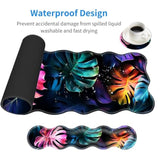 Large Mouse Pad And Keyboard Wrist Rest, Desk Pad For Keyboard And Mouse, 4-In-1 Large Gaming Mouse Pad With Wrist Support, Desk Mat For Home Office Study Game-Colorful Tropical Leaf