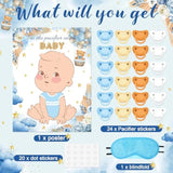 Pin The Pacifier Baby Shower Games Bear Baby Shower Decorations Include Large Poster 24 Stickers Blindfold Pin The Pacifier Game For Blue Bear Birthday Party Decorations Activities Supplies