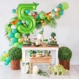 40" Green Number 5 Balloon with Mini Dinosaur Balloons 5th Birthday Decor