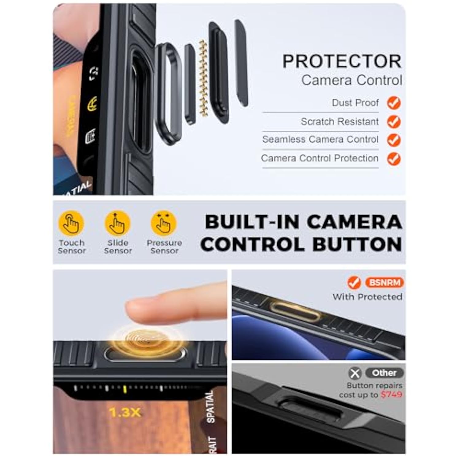 iPhone 17 Pro Max Case Wallet with RFID Blocking and Camera Control Button, Shockproof Rugged Silicone Phone Case, Black