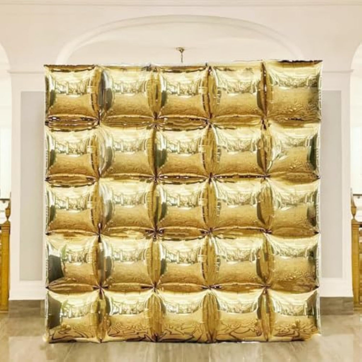 Mylar Gold Square Foil Balloons Wall Tunnel Background Flat Double Sided Metallic Chrome Balloon Arch Garland Kit For New Year'S Eve Birthday Graduation Anniversary Party Backdrop Decorations