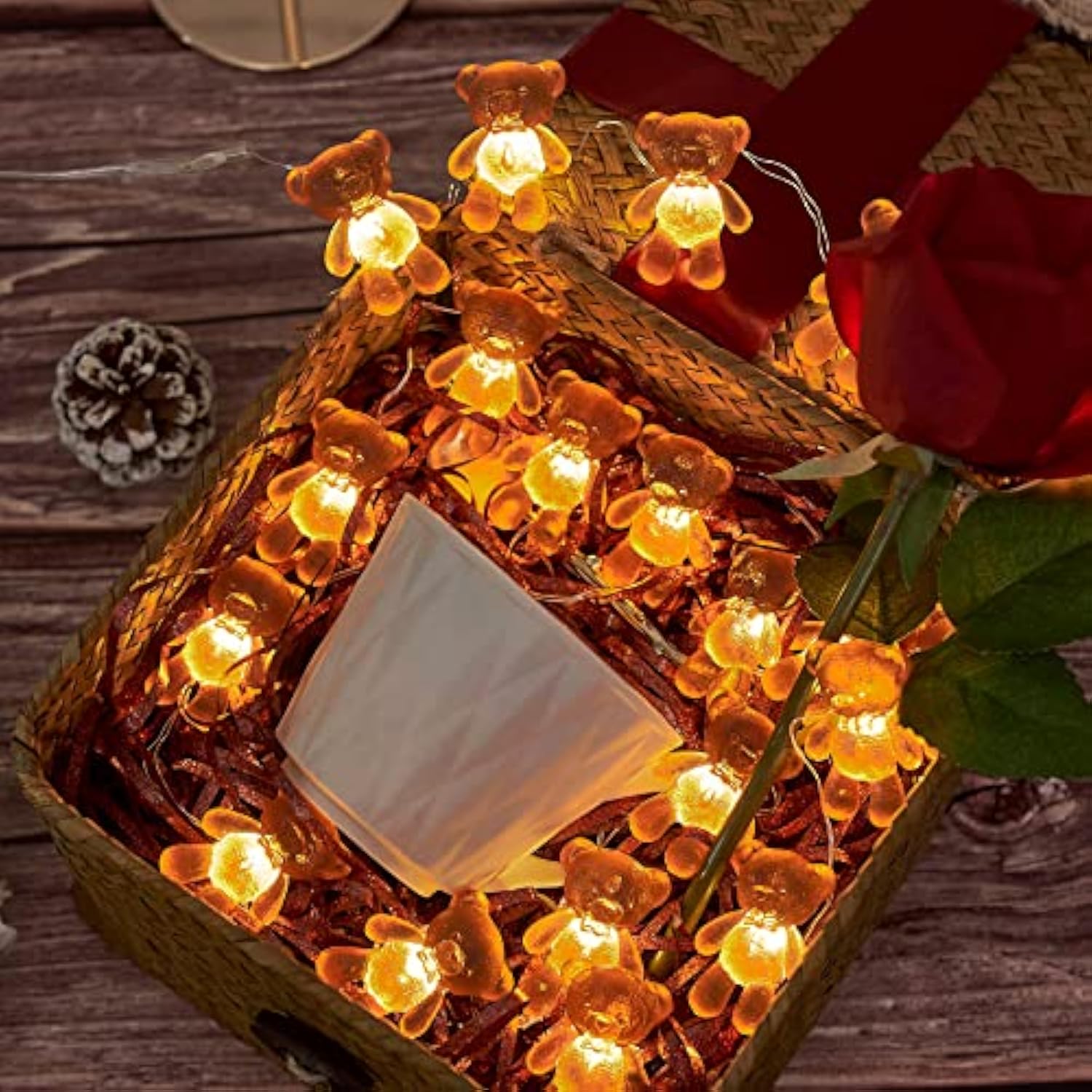 Decorative String Lights Cute Indoor Teddy Bear Ornaments Party Decoration Usb Or Battery Powered Fairy Lights With Time