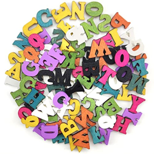 100 Pcs Colorful Wooden Letters Buttons Rustic Buttons For Clothes Sew