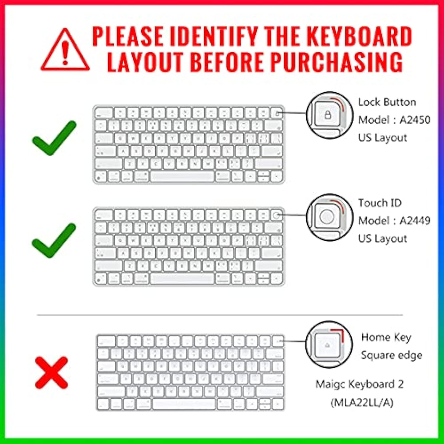 Ultra Thin Keyboard Cover Skin For 2021 Newest Magic 24 Inch Keyboard With Tou