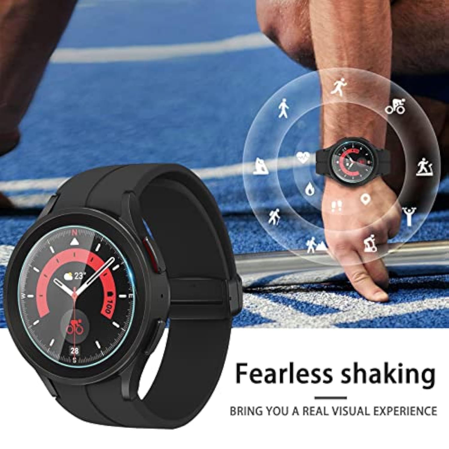 2+2Pack For Samsung Galaxy Watch 5 Pro 45Mm Screen Protector, Privacy And Highdefinition Combination, [Antiscratch] Ultrathin Tempered Glass Screen Protective Film