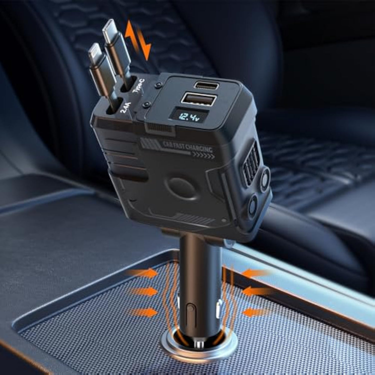 Retractable Car Charger With Retractable Cables (31.5 Inch), 4 In 1 Super Fast Car Phone Charger, 2 Usb Ports Car Charger Adapter, Compatible With Iphone 15 14 13 12 11 Pro Max, Ipad, Pixel