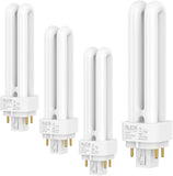 G24Q-1 CFL Light Bulbs 4 Pack 13W T4 Double Tube 3500K Neutral White 800 Lumens 4 Pin Base