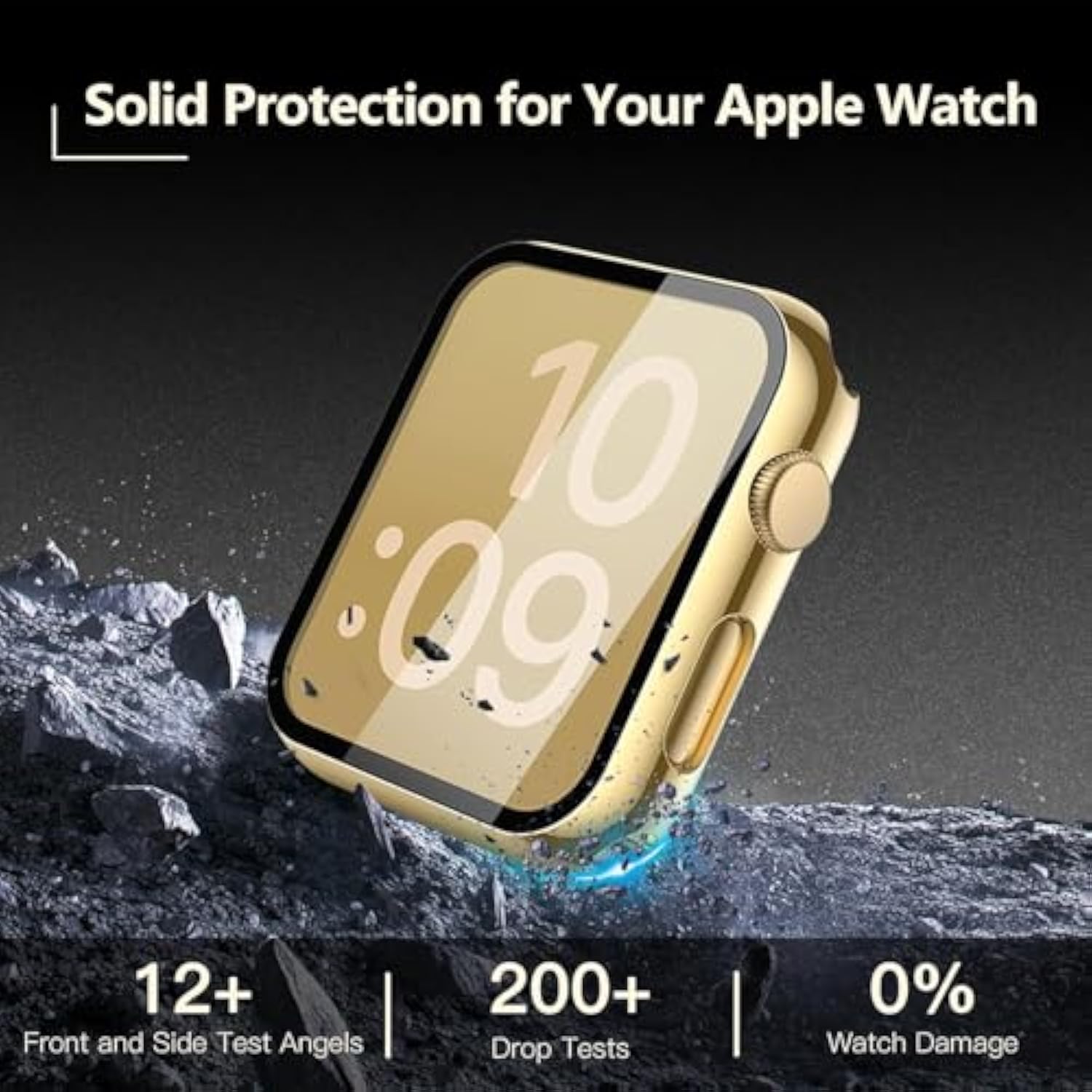 [2 Pack] Gold Case With Screen Protector For Apple Watch Series 3/2 42Mm, 9H Tempered Glass With Ultra Thin Hard Protective Cover For Iwatch [1 Gold + 1 Transparent]