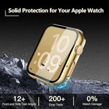 [2 Pack] Gold Case With Screen Protector For Apple Watch Series 3/2 42Mm, 9H Tempered Glass With Ultra Thin Hard Protective Cover For Iwatch [1 Gold + 1 Transparent]