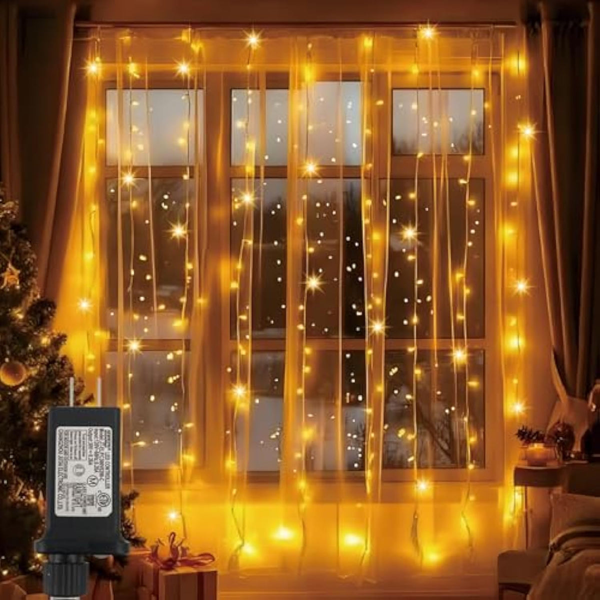 300 Led Curtain Lights 9.8Ft Plug-In Fairy Curtain Lights With 8 Modes, Connectable Indoor/Outdoor For Christmas Decorat