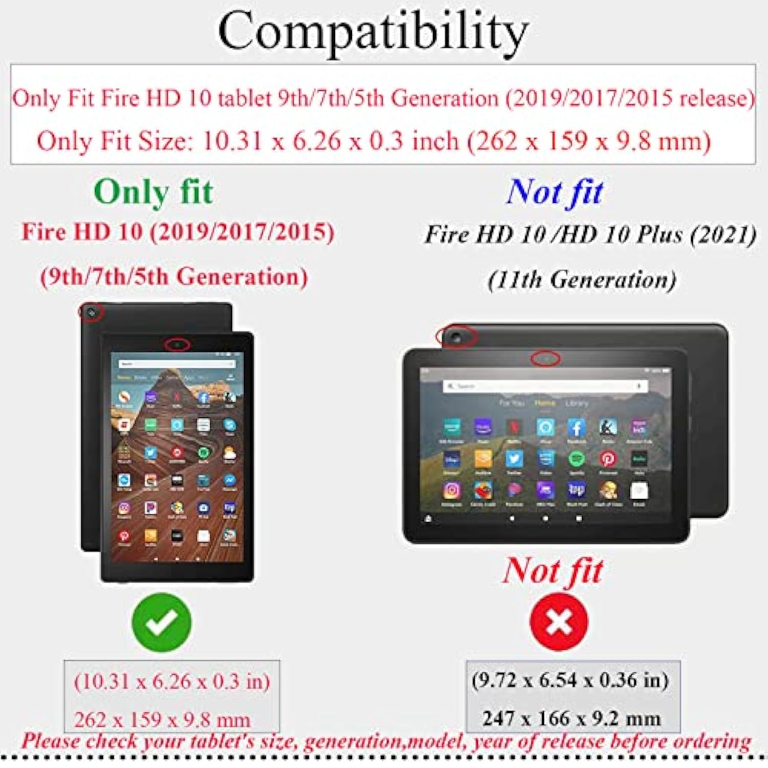 For Kindle Fire Hd 10 Case 9Th/7Th/5Th Generation 10.1 Inch (2019/2017/2015) W