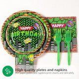 200Pcs Turtle Birthday Decorations For Boys Super Themed Hero Plates And Napkins Green Comics Tortoise Party Supplies For Teens & Kids Video Game Cartoon Turtle Theme Party Favors Serves 50
