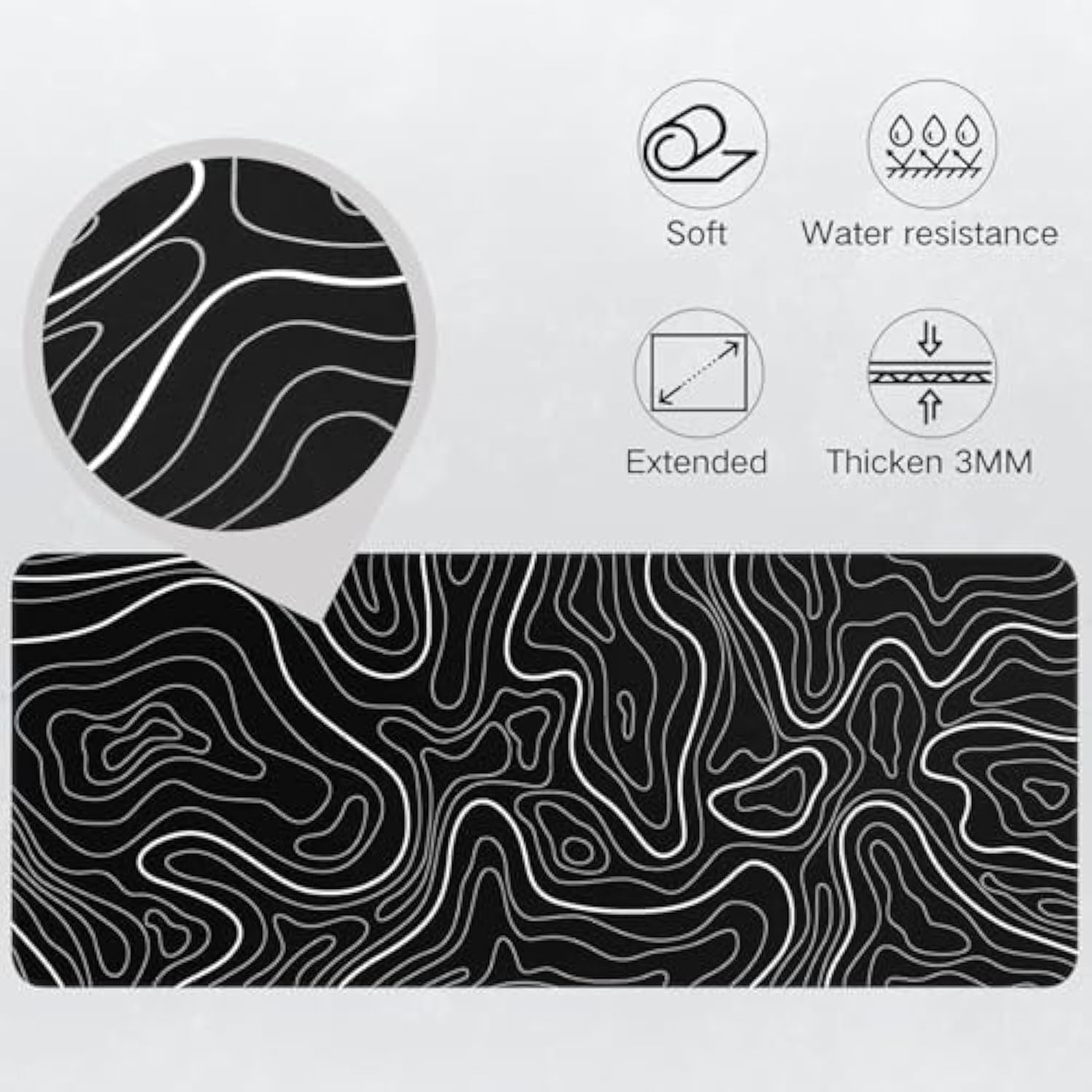 Gaming Mouse Pad, Large Mouse Pad 80 X 30Cm (31.5X11.8X0.12Inches) Mousepad Big Desk Mat With Non-Slip Rubber Base Keyboard Pad For Gaming And Office-Black