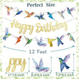 Hummingbird Birthday Banner Hummingbird Birthday Party Decorations 3Pcs Bird Party Supplies Flying Bird Party Banner For Spring Nature Tropical Baby Shower Supplies