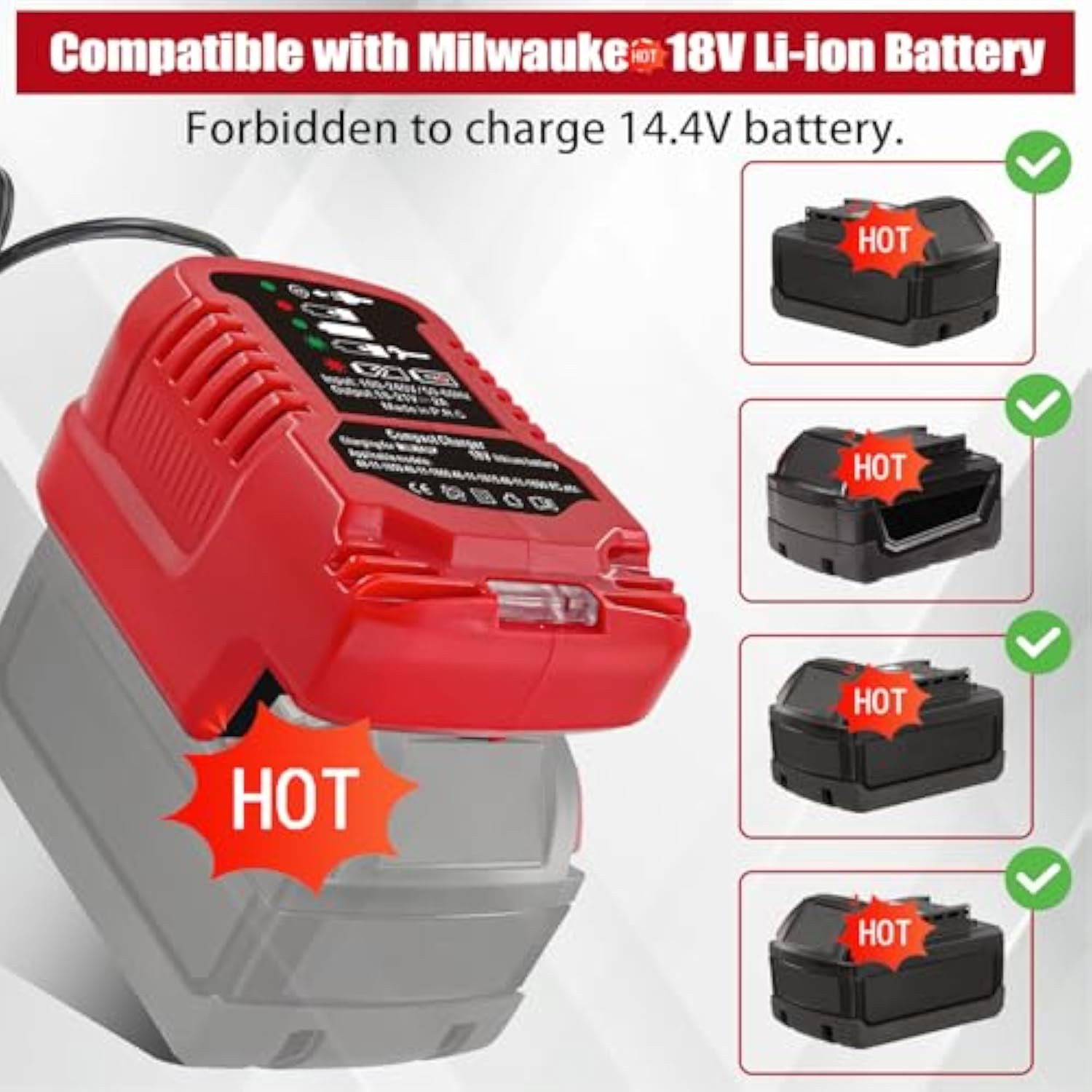 Makita 18V Lithium Battery Charger Replacement - Compatible With Makita 18V Bl1850, Bl1840B, Bl1820, Bl1815, Bl1860 Power Tool Batteries (Not For 14.4V)