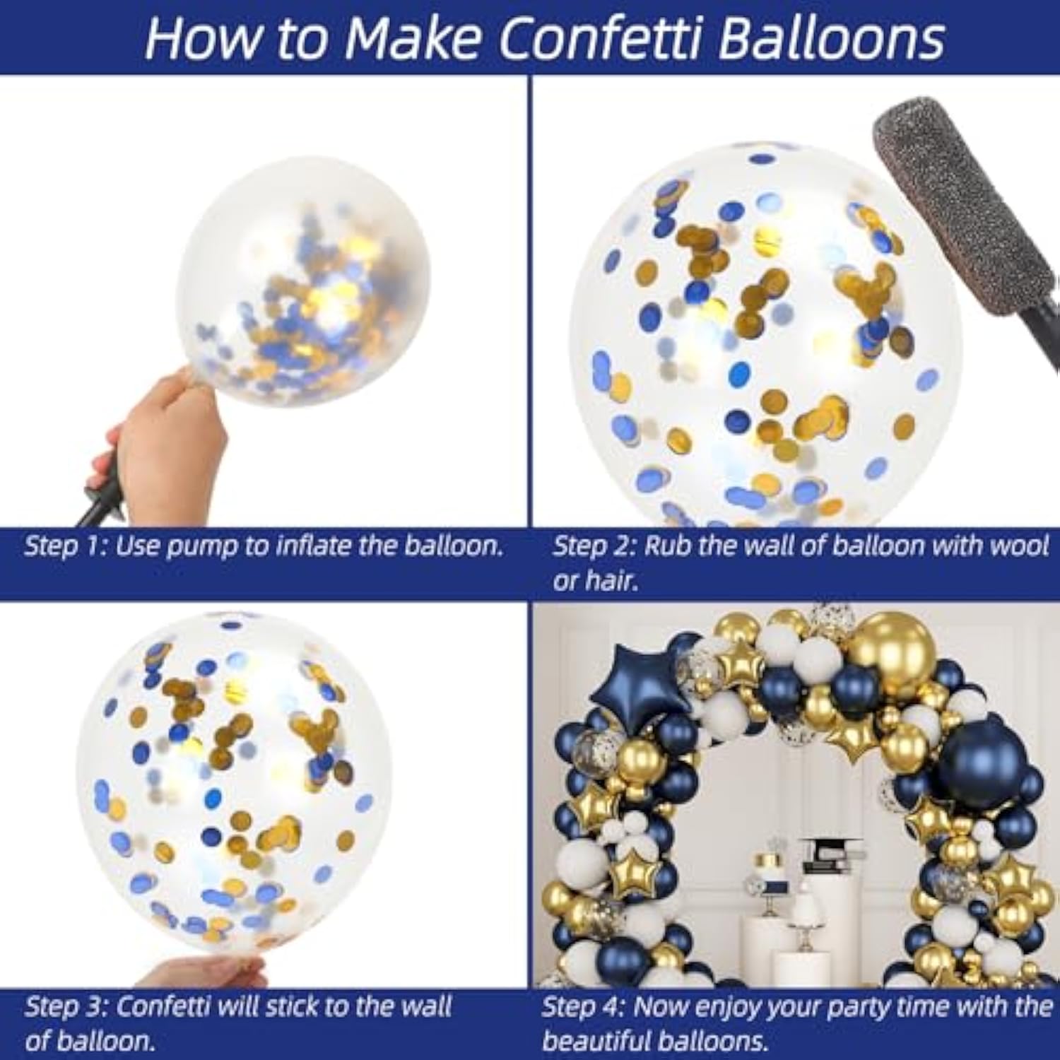 Navy & Gold Balloon Arch Kit: 176-Piece Party Garland