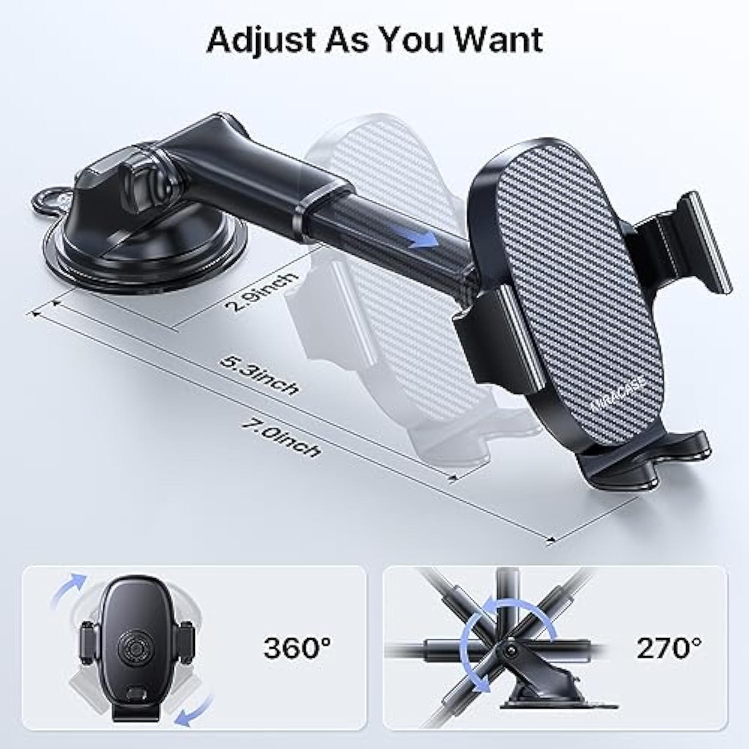 3-in-1 Universal Car Phone Holder - Dashboard, Vent, Windshield for iPhone & Galaxy