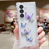 For Samsung Galaxy Z Fold 7 Clear Glitter Butterfly Case,Cute Bling Sparkle Shiny Stars Soft Tpu Silicone Four Corners Shockproof Women Girls Protective Phone Case For Galaxy Z Fold 7, Purple