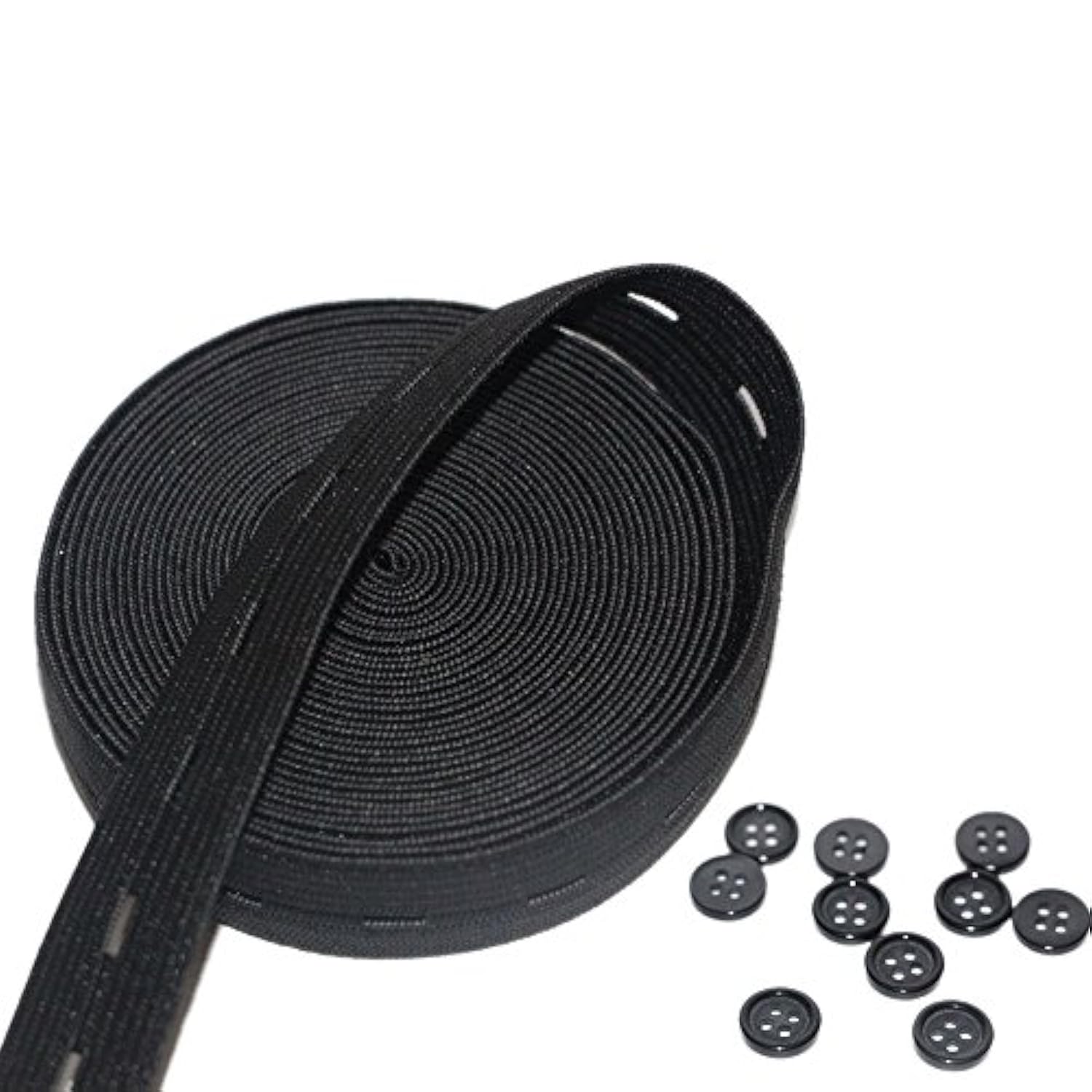 Button Hole Elastic Spool 3/4-Inch Wide Knit Stretch Band And 10Pcs Re