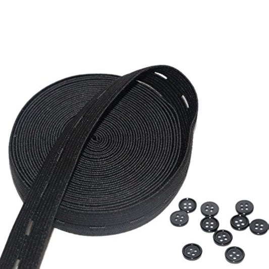 Button Hole Elastic Spool 3/4-Inch Wide Knit Stretch Band And 10Pcs Re
