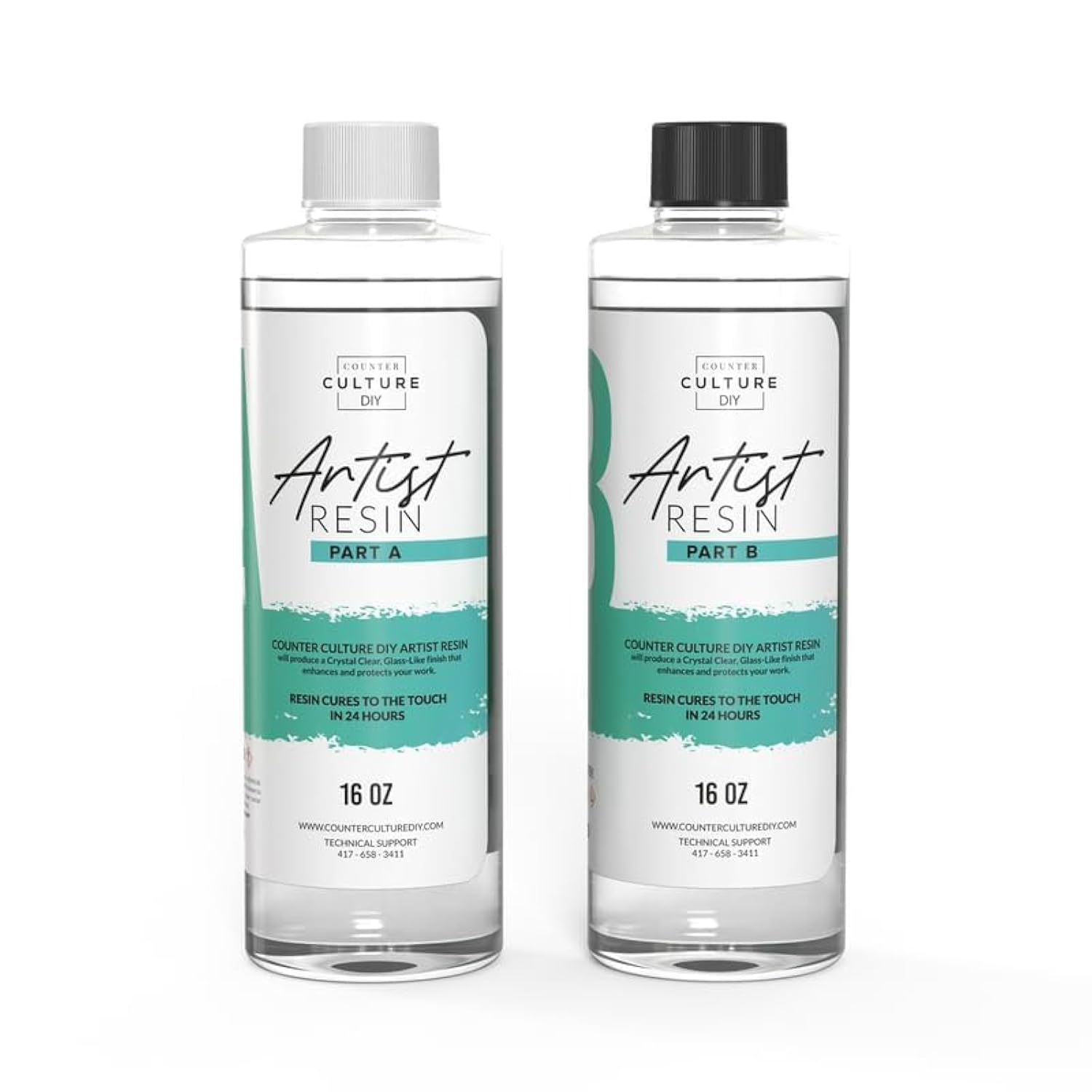 Clear Artist Resin, 32 Oz Kit, Art Epoxy Supplies For Metallic Stains Acrylic 100% Solids Easy Coat No Vocs Scratch Uv Heat Resistant To 500 Degrees
