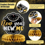 9 Pcs Black New Year 2026 Honeycomb Table Centerpieces