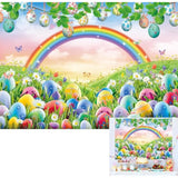 7X5Ft Spring Easter Backdrop Rainbow Meadow Flowers Colourful Eggs Photography Backgrounds Newborn Photography Backdrop Children'S Baby Birthday Party Decoration Banner