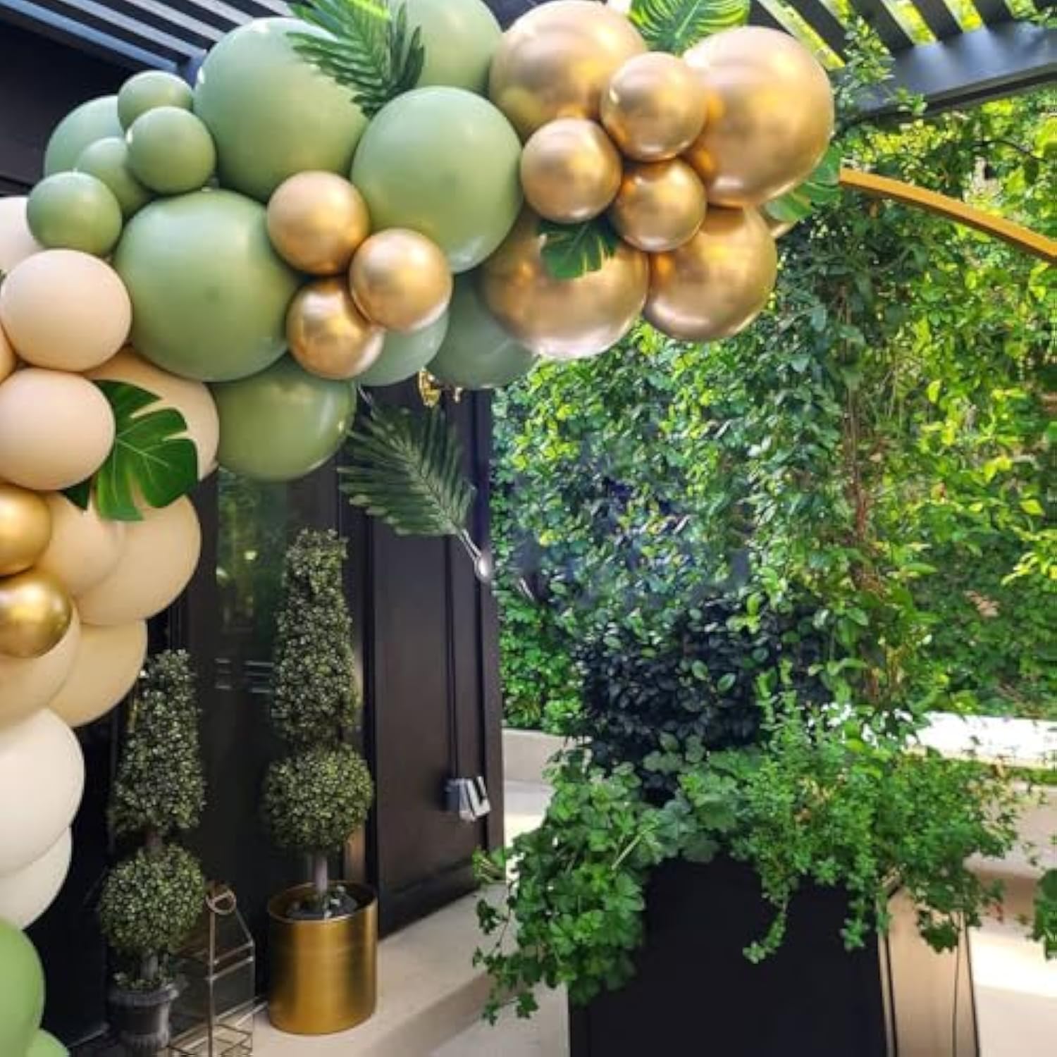 Sage Green & Gold Balloon Set: 50 Pcs Latex Party Decorations