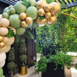 Sage Green & Gold Balloon Set: 50 Pcs Latex Party Decorations