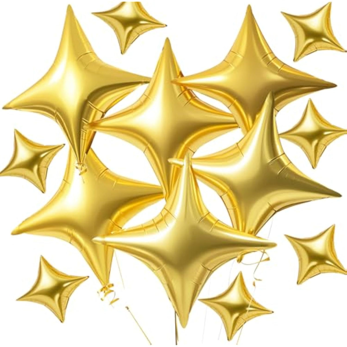 30Pcs 26In&10In Star Balloons Large Gold Four Pointed Star Shape Foil Balloons Mini Star Mylar Balloons For Birthday Wedding Baby Shower Anniversary Engagement Party Decorations Supplies