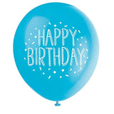 Unique Fun Happy Birthday Party Latex Balloons - 12" | Assorted Colors | 8 Pcs