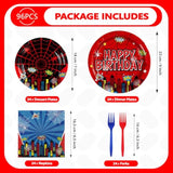 96Pcs Cartoon Spider Birthday Party Decorations Red Blue Spider Birthday Plates And Napkins Disposable Hero Paper Tableware Set For Kids Baby Shower Super Theme Party Supplies, Serves 24