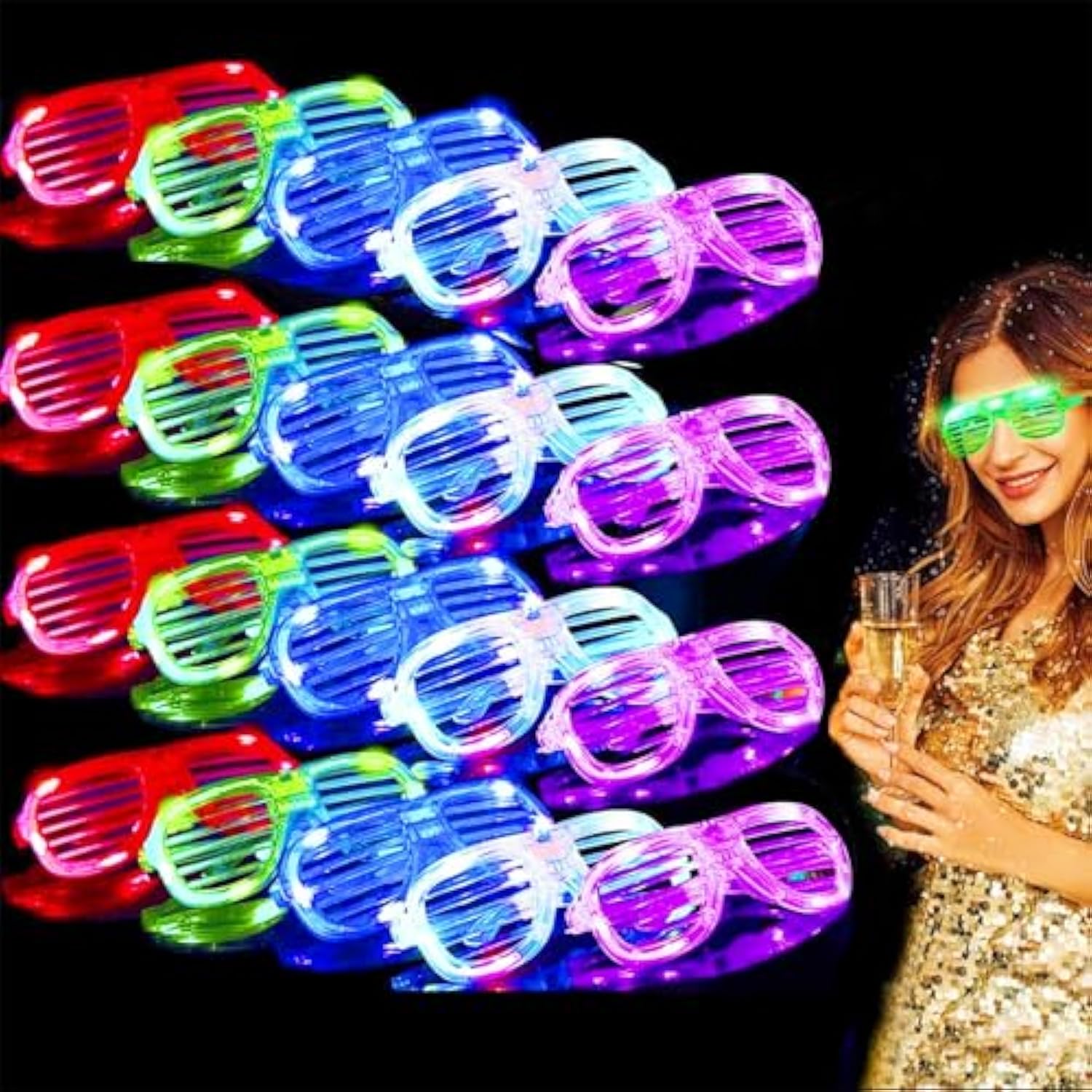20 Pcs LED Light Up Glasses for Kids and Adults Party Favors and Events