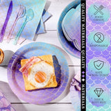 350 Pcs Mermaid Party Supplies Mermaids Themed Decorations Under The Sea Disposable Dinnerware Set Includes Plates Napkins Cups Spoons Fork Knives For Birthday Party, Serves 50 Guests